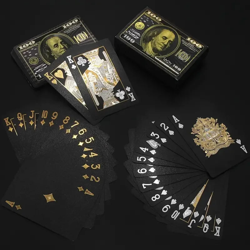 55PCS Gold Foil Carduri de joc de 24K de aur din plastic Set de poker, carduri de joc de apă și durabile