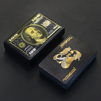 55PCS Gold Foil Carduri de joc de 24K de aur din plastic Set de poker, carduri de joc de apă și durabile