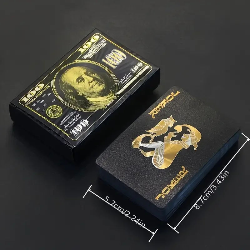 55PCS Gold Foil Carduri de joc de 24K de aur din plastic Set de poker, carduri de joc de apă și durabile