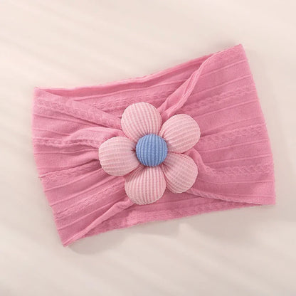 1Pc Baby Nylon Headscarf – Handmade Flower Headband for Newborn Girls, Toddler Elastic Hair Turban