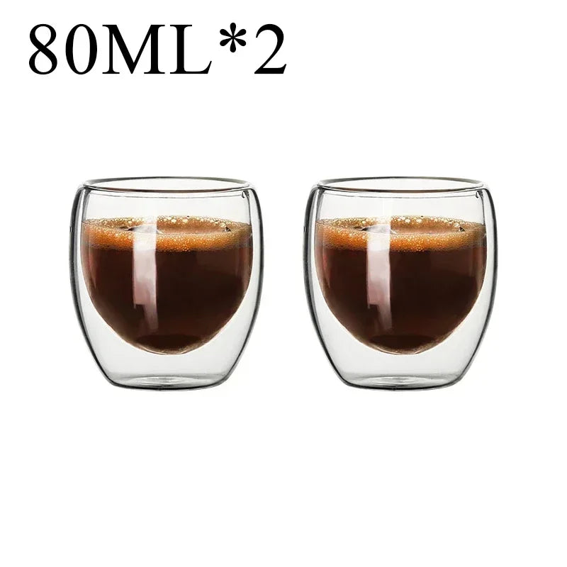 2-18PCS Dublu perete mare Borosilicat de sticlă cani  bază de căldură ceai rezistent, cafea, lapte, și suc Cupe, Creative Bar Drinkware Set cadou