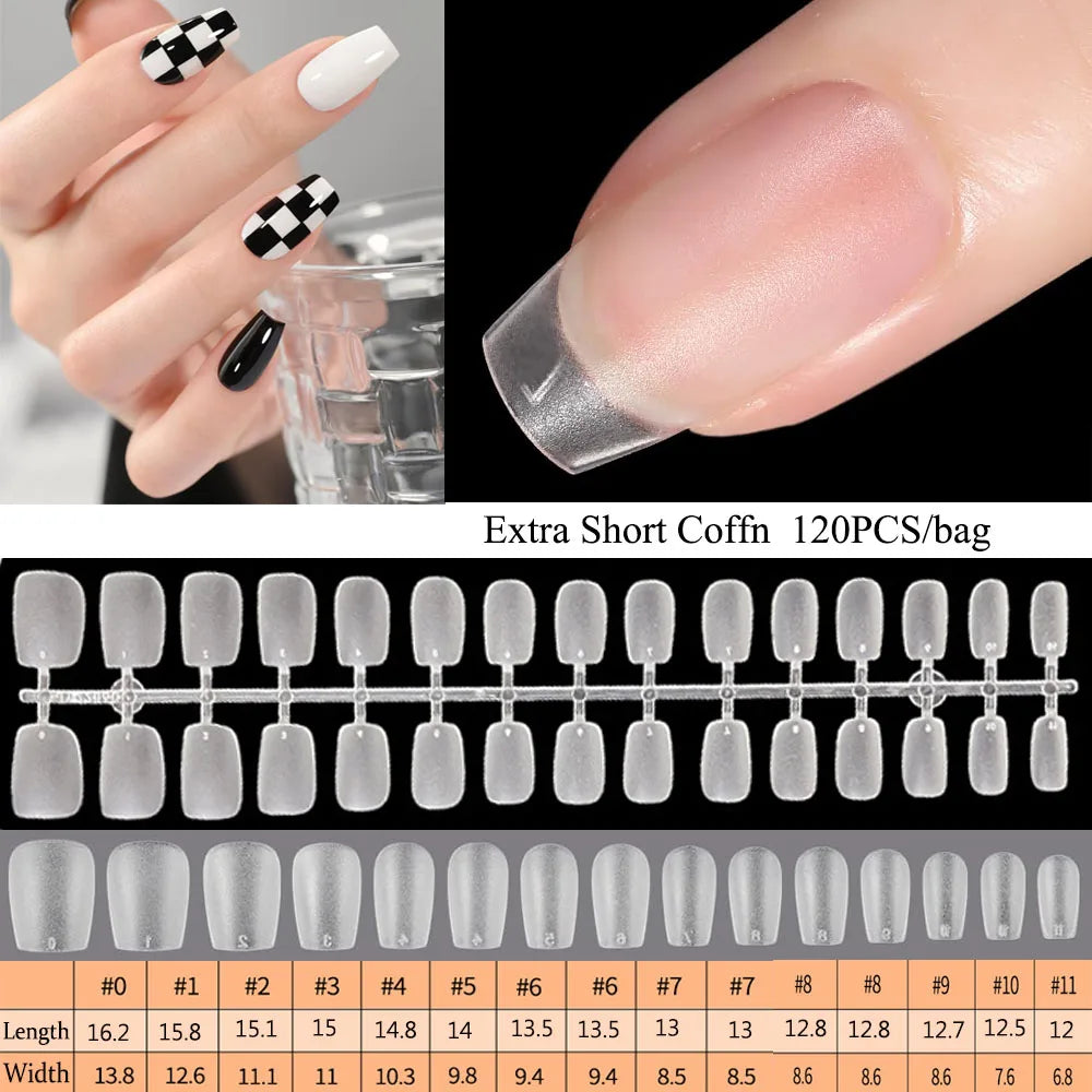 120PCS Matte Press-On Nail Tips ? Soft Full-Cover Almond unghii false pentru DIY Manichiura