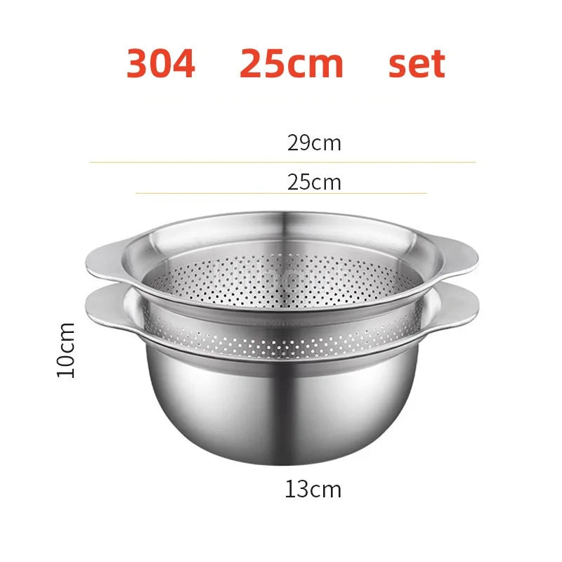 304 Oţel inoxidabil Spălătorie Vegetală Bazin & Strainer ا Spălător de orez Multi-Purpose, Filtru de fructe, Cos de dren de bucătărie