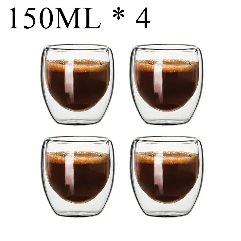 2-18PCS Dublu perete mare Borosilicat de sticlă cani  bază de căldură ceai rezistent, cafea, lapte, și suc Cupe, Creative Bar Drinkware Set cadou