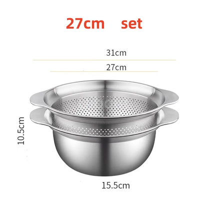 304 Oţel inoxidabil Spălătorie Vegetală Bazin & Strainer ا Spălător de orez Multi-Purpose, Filtru de fructe, Cos de dren de bucătărie