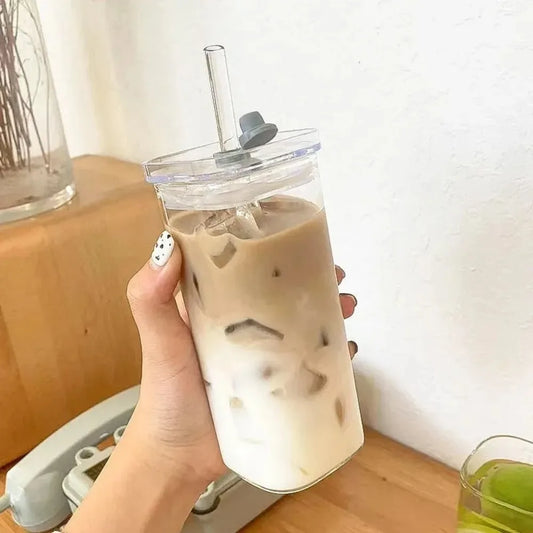 1pcs Square Health-Resistant Coffee Class c Lid and Straw — прозрачное молоко, чай и сок для домашнего или барного пива