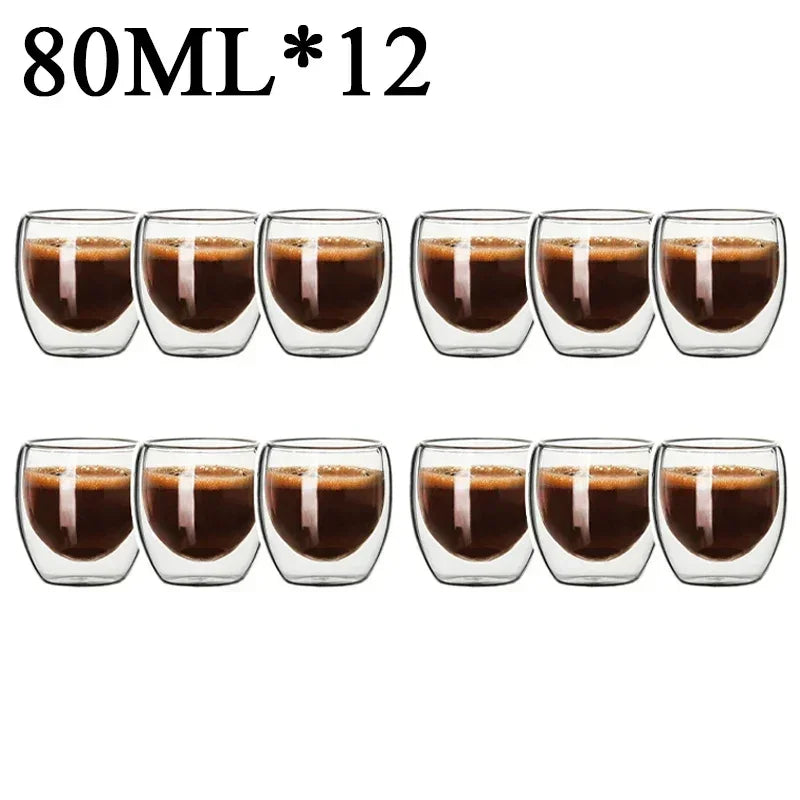 2-18PCS Dublu perete mare Borosilicat de sticlă cani  bază de căldură ceai rezistent, cafea, lapte, și suc Cupe, Creative Bar Drinkware Set cadou