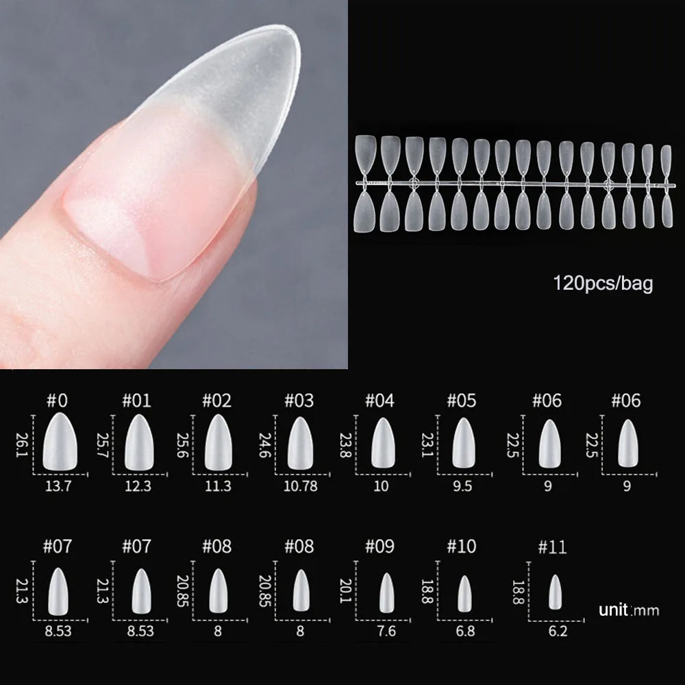 120PCS Matte Press-On Nail Tips ? Soft Full-Cover Almond unghii false pentru DIY Manichiura