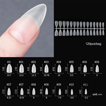 120PCS Matte Press-On Nail Tips ? Soft Full-Cover Almond unghii false pentru DIY Manichiura