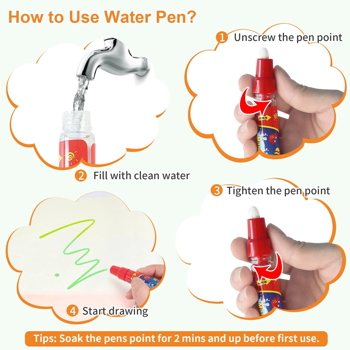 100x80CM Desen de apă magică Mat  bază reutilizabilă Doodle Montessori Jucărie educativă pentru copii