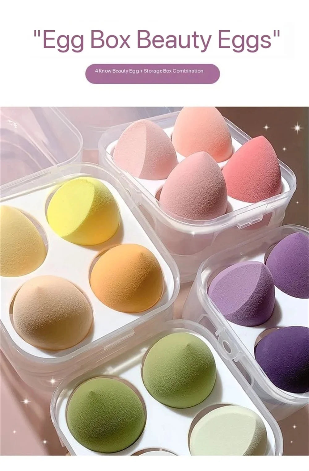 4PCS Makeup Sponge Blender Beauty Egg Cosmetic Puff – Soft Foundation & Powder Sponges for Women, Professional Beauty Tools