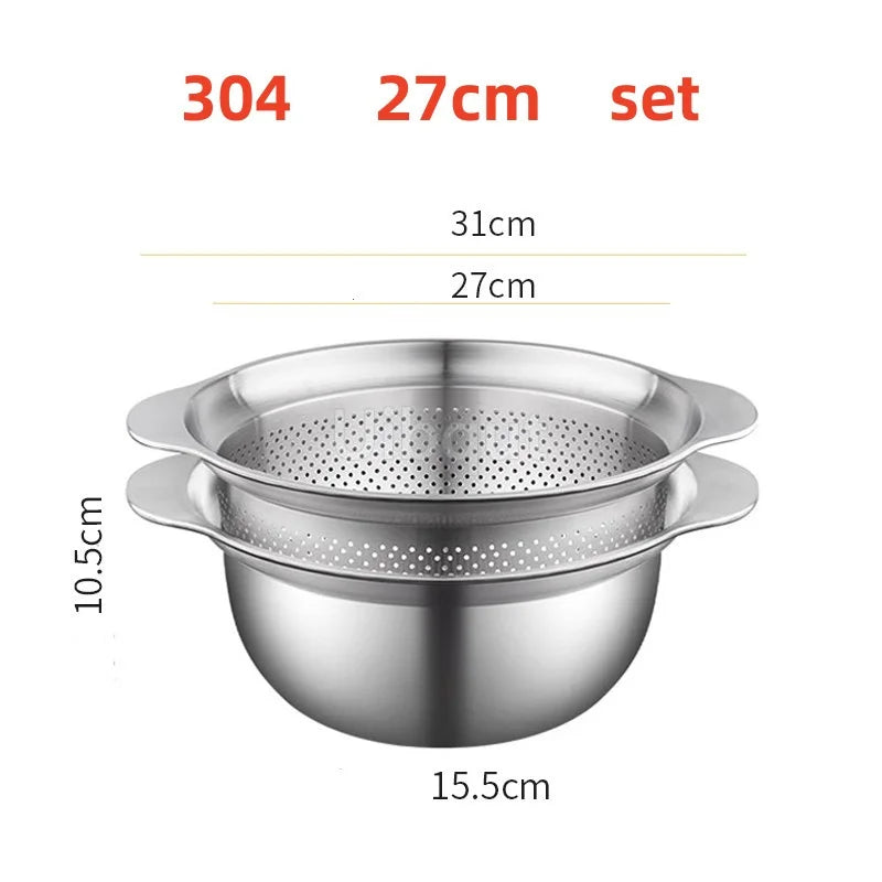 304 Oţel inoxidabil Spălătorie Vegetală Bazin & Strainer ا Spălător de orez Multi-Purpose, Filtru de fructe, Cos de dren de bucătărie