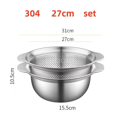 304 Oţel inoxidabil Spălătorie Vegetală Bazin & Strainer ا Spălător de orez Multi-Purpose, Filtru de fructe, Cos de dren de bucătărie