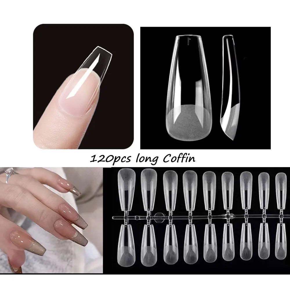 120PCS Matte Press-On Nail Tips ? Soft Full-Cover Almond unghii false pentru DIY Manichiura