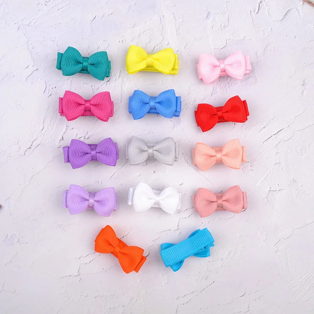1.2 Inches Mini Hair Bows With Clip – Solid Colors Hairgrips for Kids & Baby Girl