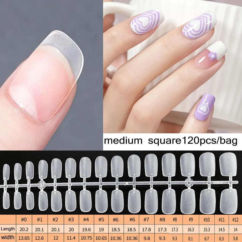 120PCS Matte Press-On Nail Tips ? Soft Full-Cover Almond unghii false pentru DIY Manichiura
