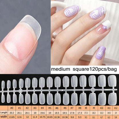 120PCS Matte Press-On Nail Tips ? Soft Full-Cover Almond unghii false pentru DIY Manichiura
