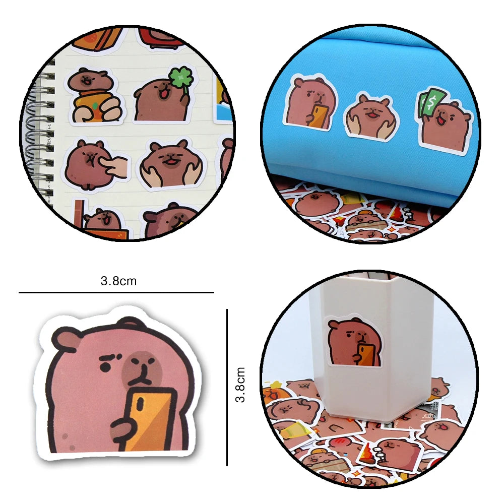 10/50/100pcs Stickere Capybaras  bază de desene animate drăguț pentru Laptop, telefon, mașină, biciclete și copii DIY