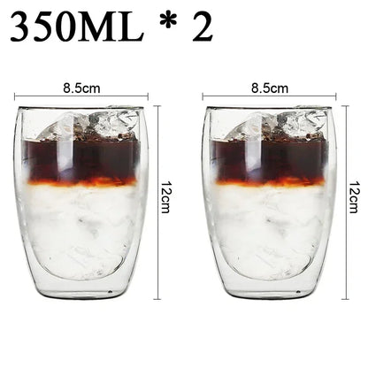 2-18PCS Dublu perete mare Borosilicat de sticlă cani  bază de căldură ceai rezistent, cafea, lapte, și suc Cupe, Creative Bar Drinkware Set cadou