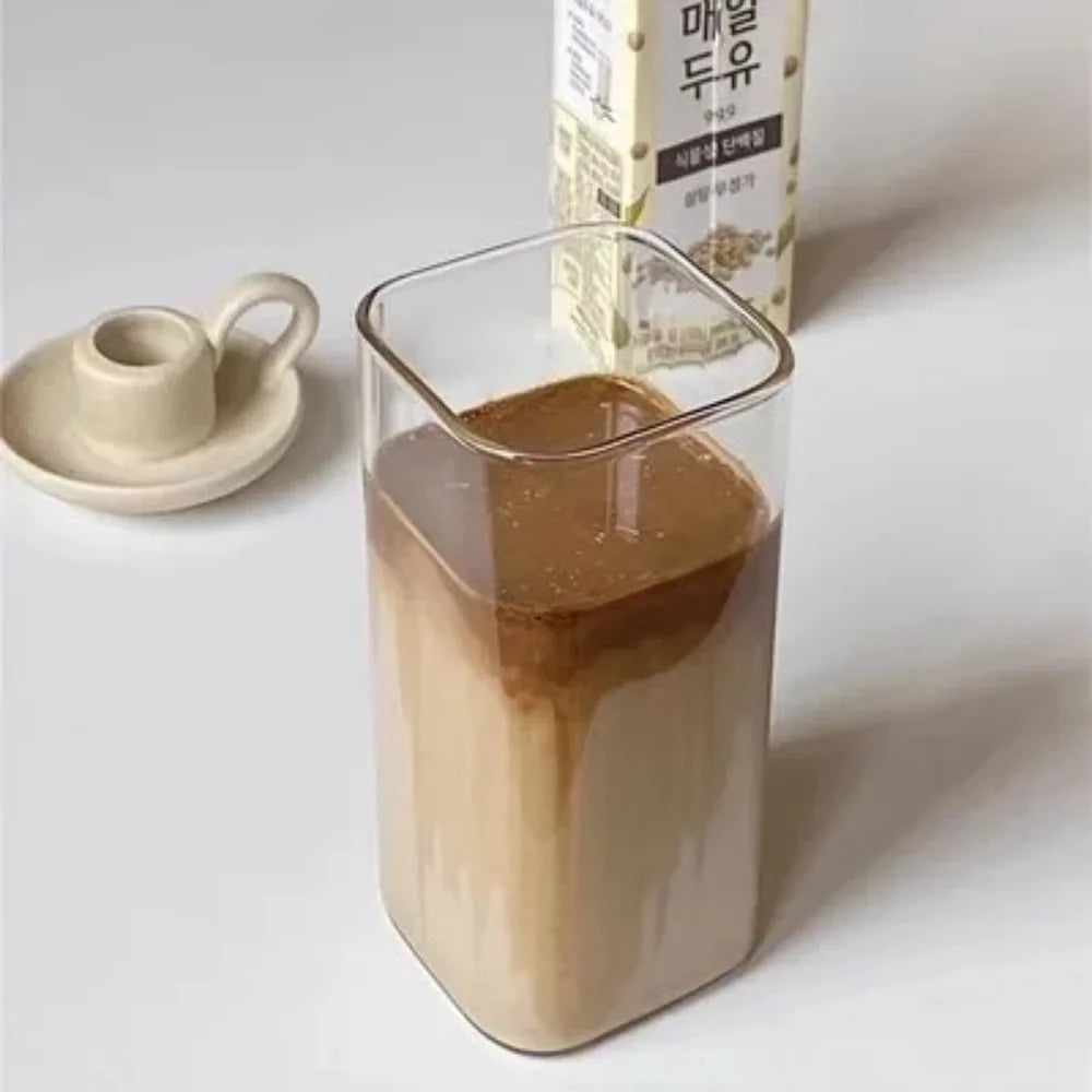 1pcs Square Health-Resistant Coffee Class c Lid and Straw — прозрачное молоко, чай и сок для домашнего или барного пива