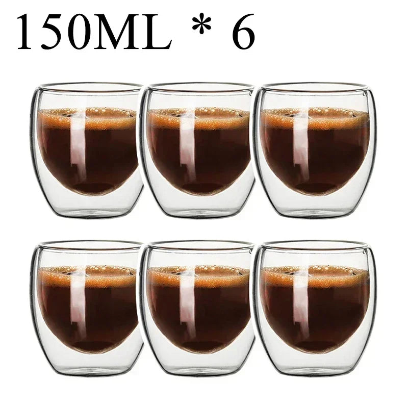 2-18PCS Dublu perete mare Borosilicat de sticlă cani  bază de căldură ceai rezistent, cafea, lapte, și suc Cupe, Creative Bar Drinkware Set cadou