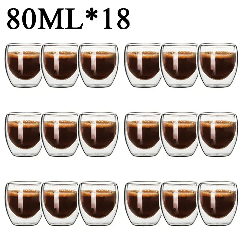 2-18PCS Dublu perete mare Borosilicat de sticlă cani  bază de căldură ceai rezistent, cafea, lapte, și suc Cupe, Creative Bar Drinkware Set cadou