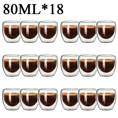 2-18PCS Dublu perete mare Borosilicat de sticlă cani  bază de căldură ceai rezistent, cafea, lapte, și suc Cupe, Creative Bar Drinkware Set cadou