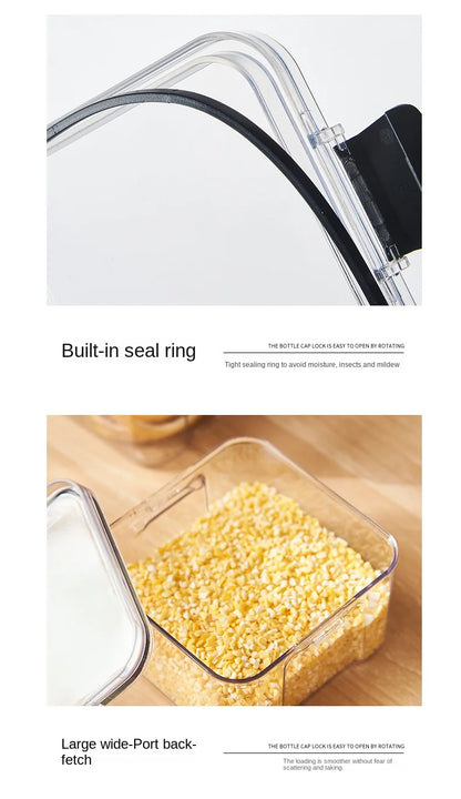 1PC Airtight Sealed Storage Jar – Plastic Grain, Pasta & Seasoning Container | Moisture-Proof Kitchen Organizer Box