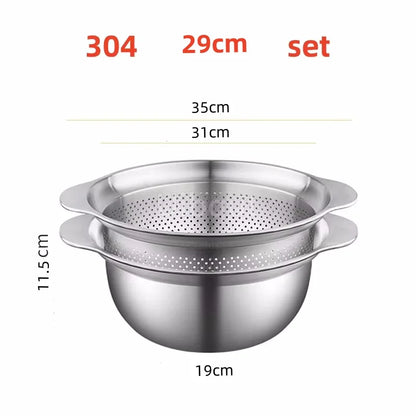 304 Oţel inoxidabil Spălătorie Vegetală Bazin & Strainer ا Spălător de orez Multi-Purpose, Filtru de fructe, Cos de dren de bucătărie