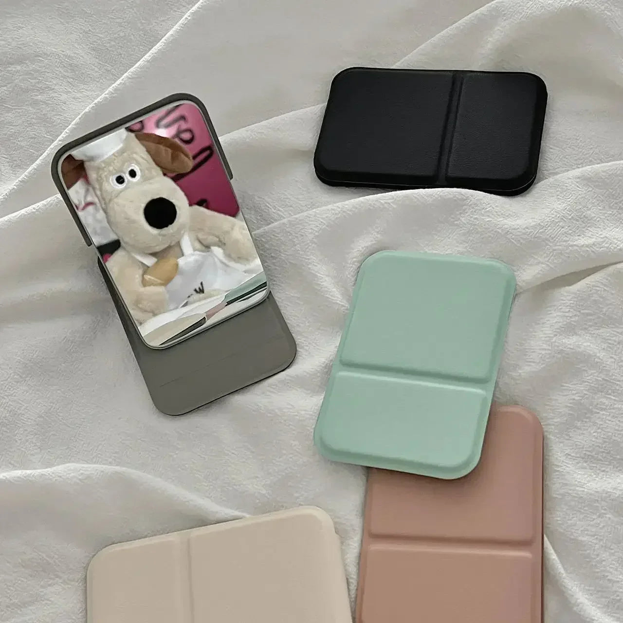 Зеркало кожаного макияжа ПУ - Элегантное рукоятное зеркало для путешествий и повседневного использования