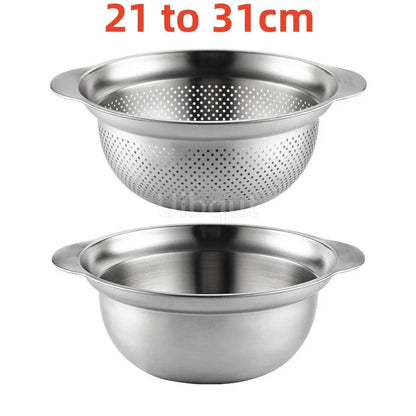 304 Oţel inoxidabil Spălătorie Vegetală Bazin & Strainer ا Spălător de orez Multi-Purpose, Filtru de fructe, Cos de dren de bucătărie
