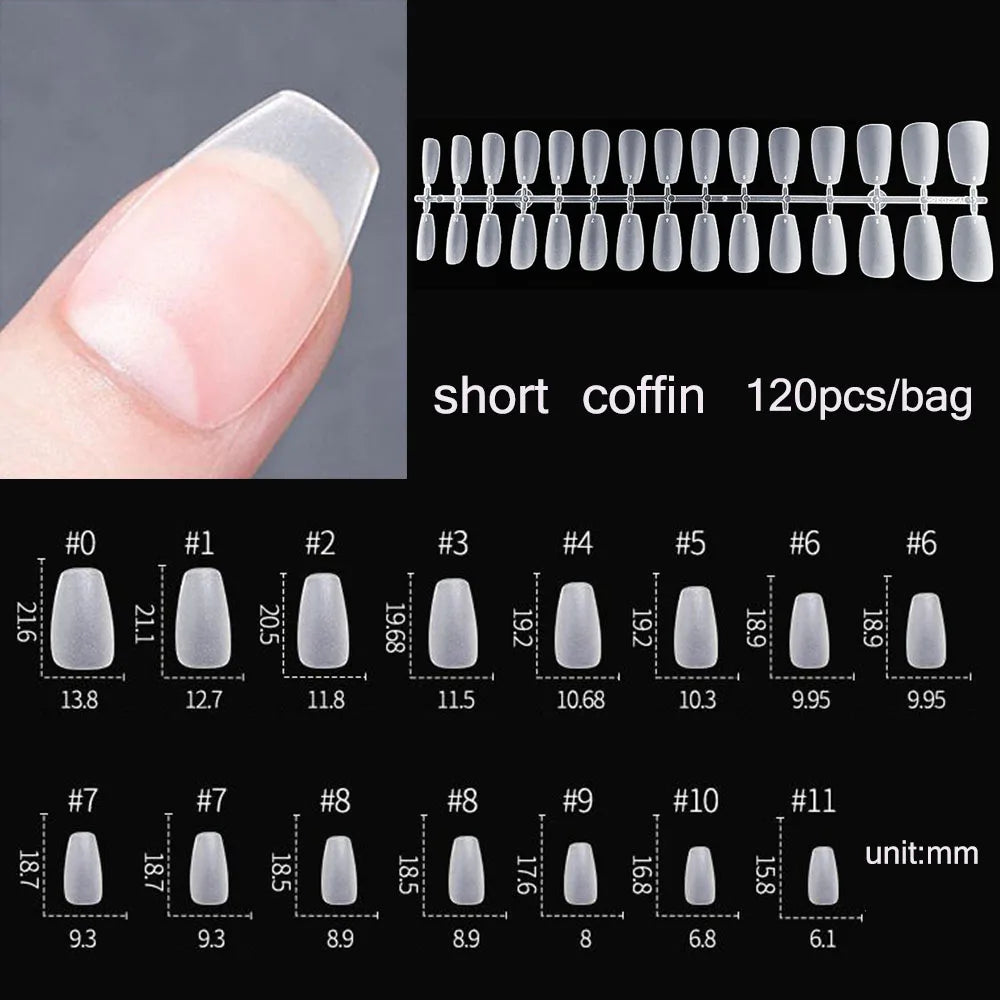 120PCS Matte Press-On Nail Tips ? Soft Full-Cover Almond unghii false pentru DIY Manichiura