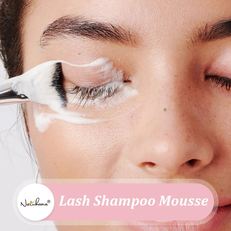 Natuhana 60ml Eyelash Extension Shampoo Mousse – Lash Cleaning Foam for False Eyelashes, Gentle & Non-Irritating Makeup Tool