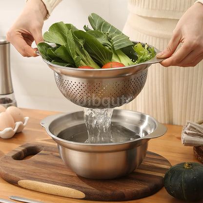 304 Oţel inoxidabil Spălătorie Vegetală Bazin & Strainer ا Spălător de orez Multi-Purpose, Filtru de fructe, Cos de dren de bucătărie