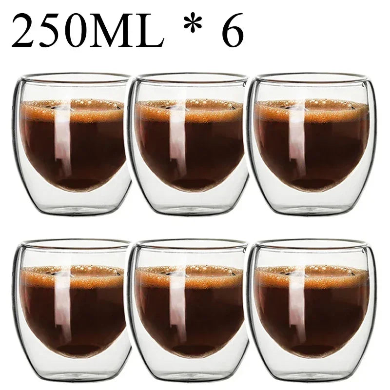 2-18PCS Dublu perete mare Borosilicat de sticlă cani  bază de căldură ceai rezistent, cafea, lapte, și suc Cupe, Creative Bar Drinkware Set cadou