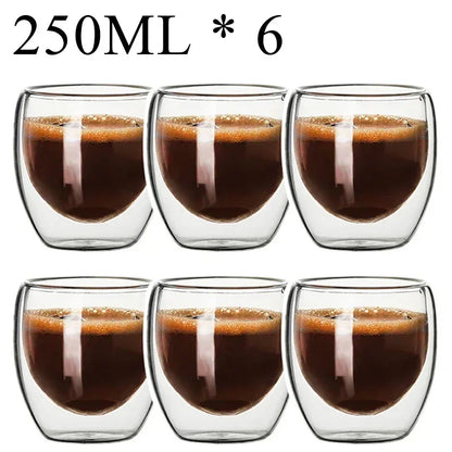 2-18PCS Dublu perete mare Borosilicat de sticlă cani  bază de căldură ceai rezistent, cafea, lapte, și suc Cupe, Creative Bar Drinkware Set cadou