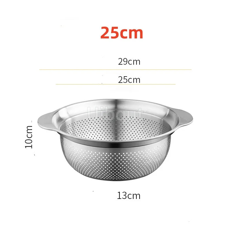304 Oţel inoxidabil Spălătorie Vegetală Bazin & Strainer ا Spălător de orez Multi-Purpose, Filtru de fructe, Cos de dren de bucătărie