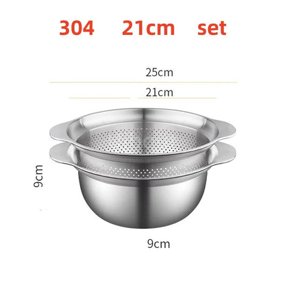304 Oţel inoxidabil Spălătorie Vegetală Bazin & Strainer ا Spălător de orez Multi-Purpose, Filtru de fructe, Cos de dren de bucătărie
