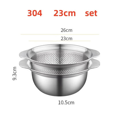 304 Oţel inoxidabil Spălătorie Vegetală Bazin & Strainer ا Spălător de orez Multi-Purpose, Filtru de fructe, Cos de dren de bucătărie