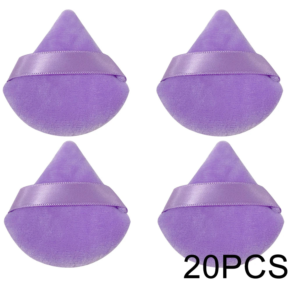 20/30Pcs Triangle Velvet Powder Puff – Wet & Dry Use Makeup Sponge for Foundation, Cosmetics, and Beauty Blending