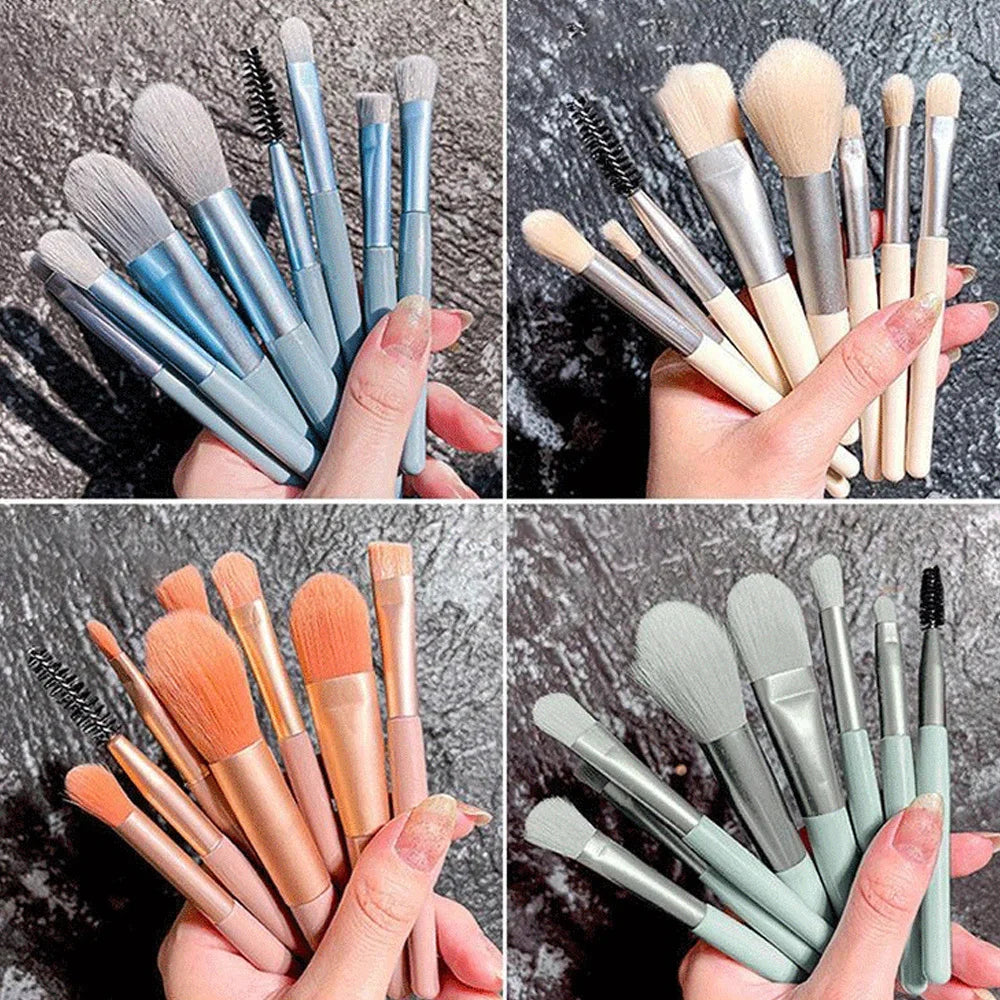 8Pcs Machiaj Perie Set machiaj Concealer Perie Blush vrac pulbere Perie ochi Umbra Highlighter Fundatia Perie instrumente de frumusete