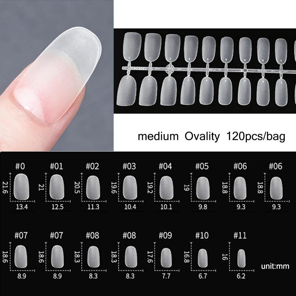 120PCS Matte Press-On Nail Tips ? Soft Full-Cover Almond unghii false pentru DIY Manichiura