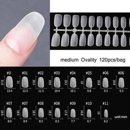 120PCS Matte Press-On Nail Tips ? Soft Full-Cover Almond unghii false pentru DIY Manichiura