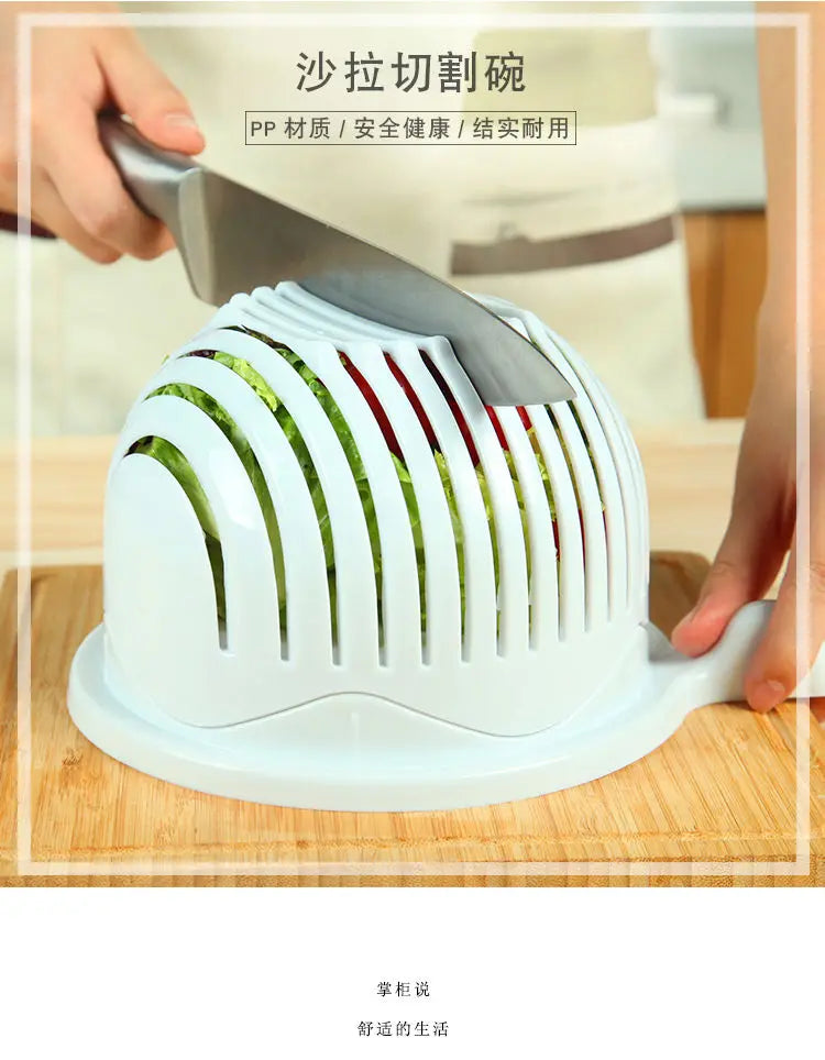 Vegetable Salad Chopper Bowl – Multifunctional Fruit & Vegetable Cutter, Slicer, and Strainer for Kitchen