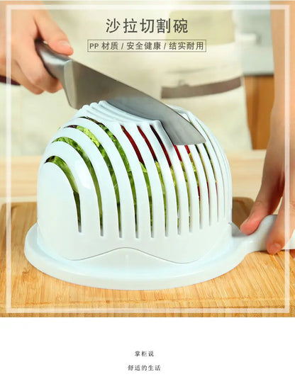 Vegetable Salad Chopper Bowl – Multifunctional Fruit & Vegetable Cutter, Slicer, and Strainer for Kitchen