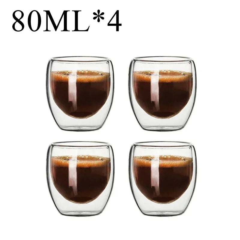 2-18PCS Dublu perete mare Borosilicat de sticlă cani  bază de căldură ceai rezistent, cafea, lapte, și suc Cupe, Creative Bar Drinkware Set cadou
