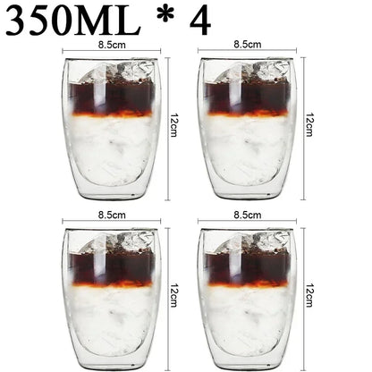 2-18PCS Dublu perete mare Borosilicat de sticlă cani  bază de căldură ceai rezistent, cafea, lapte, și suc Cupe, Creative Bar Drinkware Set cadou