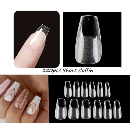 120PCS Matte Press-On Nail Tips ? Soft Full-Cover Almond unghii false pentru DIY Manichiura