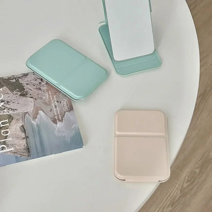 Зеркало кожаного макияжа ПУ - Элегантное рукоятное зеркало для путешествий и повседневного использования