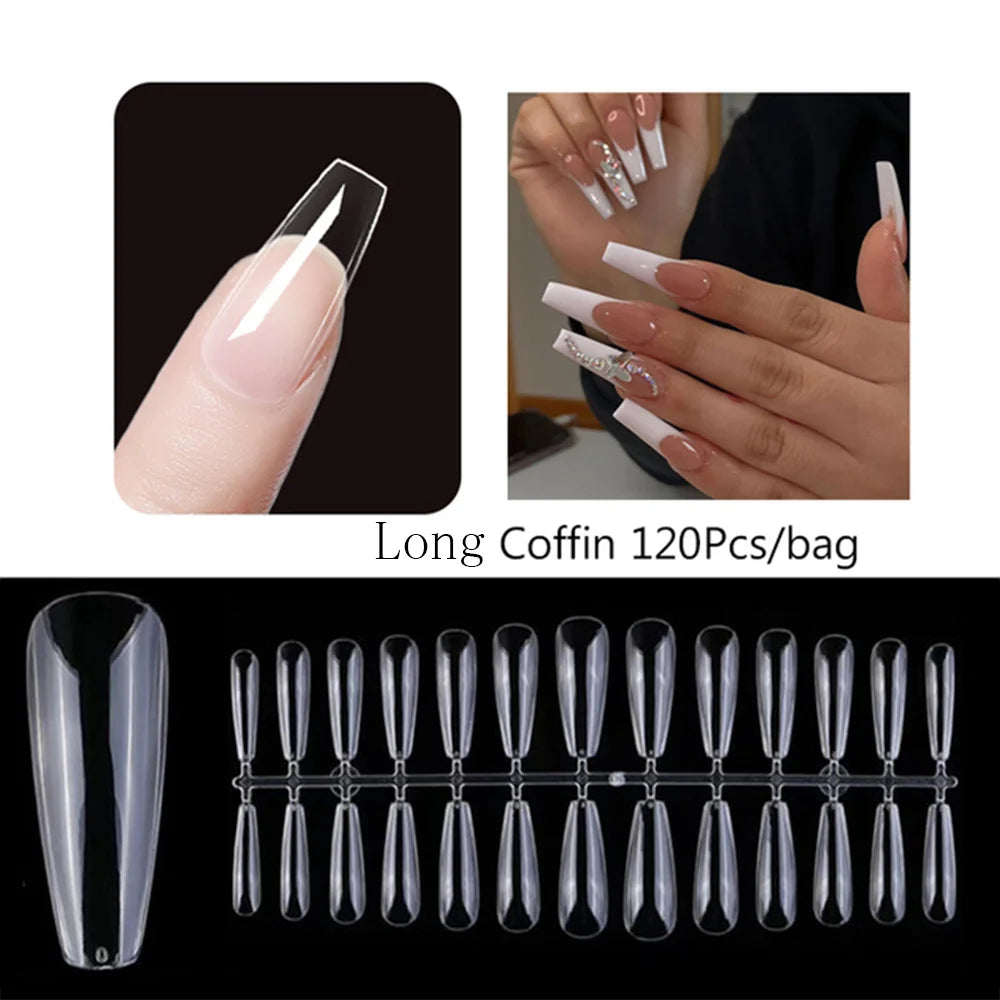 120PCS Matte Press-On Nail Tips ? Soft Full-Cover Almond unghii false pentru DIY Manichiura
